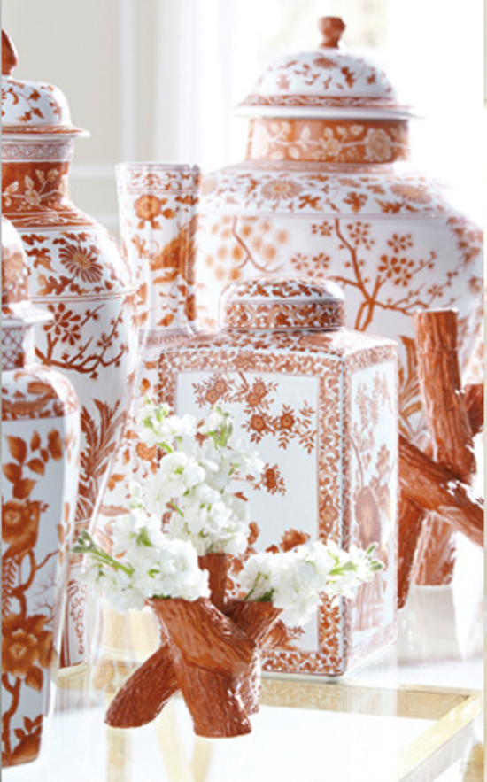A Selection of Orange Vases